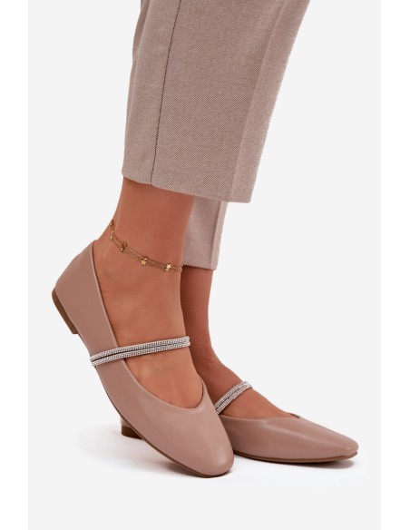 Women's Ballerinas With Shiny Straps Dark Beige Ilirene