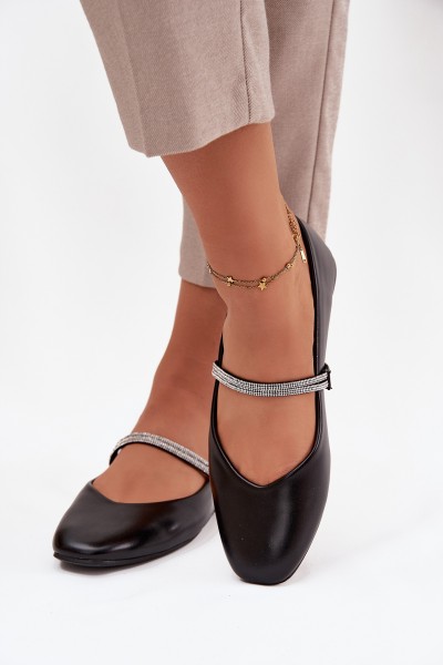 Women's Ballerinas With Shiny Straps Black Ilirene