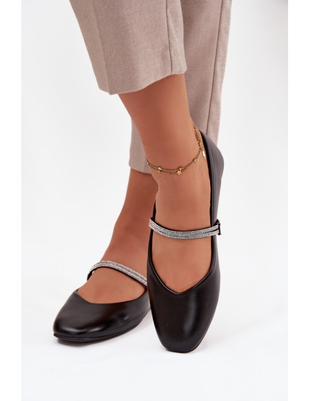 Women's Ballerinas With Shiny Straps Black Ilirene