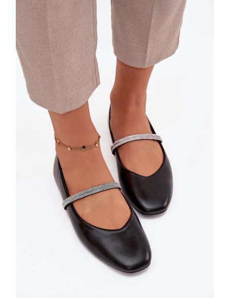 Women's Ballerinas With Shiny Straps Black Ilirene