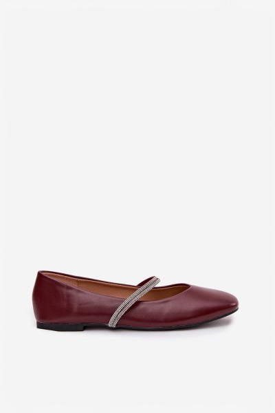 Women's Ballerinas With Shiny Straps Burgundy Ilirene 2