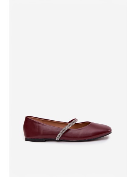 Women's Ballerinas With Shiny Straps Burgundy Ilirene