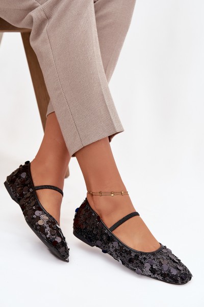 Ballet flats decorated with sequins black Terlina