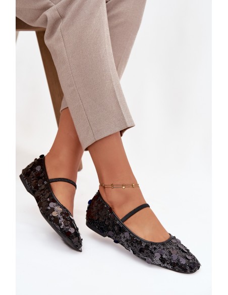 Ballet flats decorated with sequins black Terlina