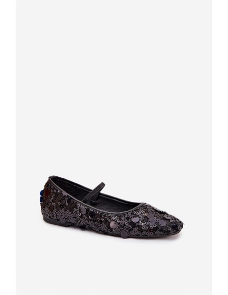 Ballet flats decorated with sequins black Terlina