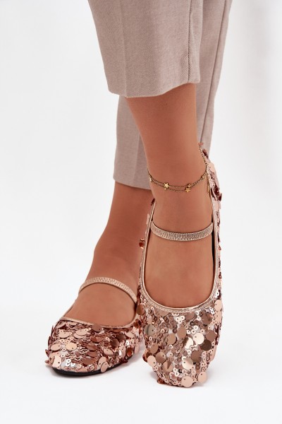Ballerinas Decorated with Sequins Pink Champagne Terlina