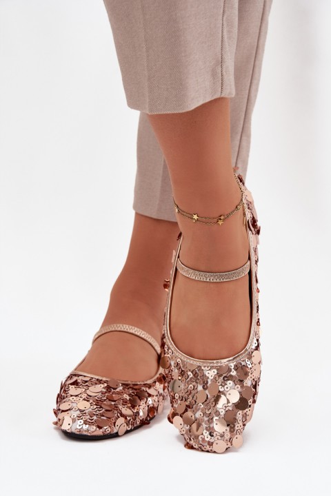 Ballerinas Decorated with Sequins Pink Champagne Terlina