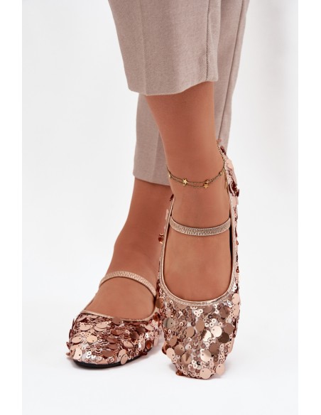 Ballerinas Decorated with Sequins Pink Champagne Terlina