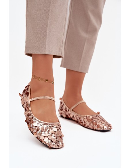 Ballerinas Decorated with Sequins Pink Champagne Terlina