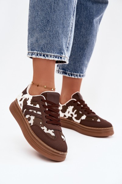 Women's Sneakers On Platform With Patches Brown Denissa
