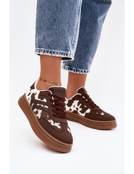 Women's Sneakers On Platform With Patches Brown Denissa