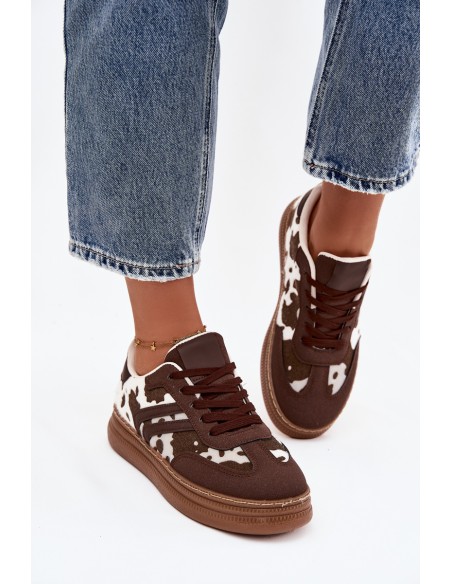 Women's Sneakers On Platform With Patches Brown Denissa