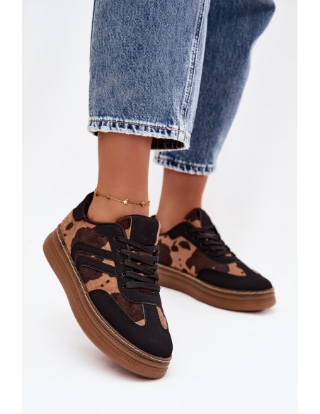 Women's Sneakers On Platform With Patches Black Denissa