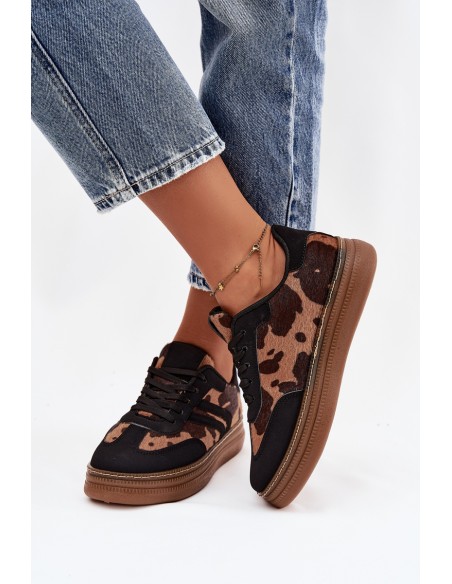 Women's Sneakers On Platform With Patches Black Denissa