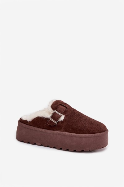 Women's Snow Boots With Fur And Buckle On Platform Chocolate Jessina 2