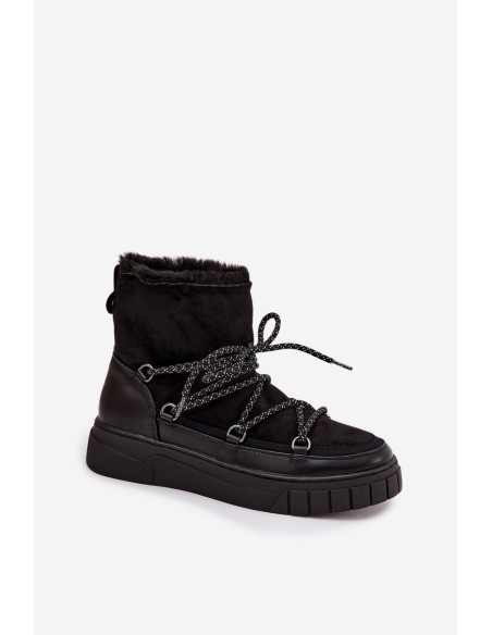 Moteriški sniego batai su raišteliais juodi Isalisse