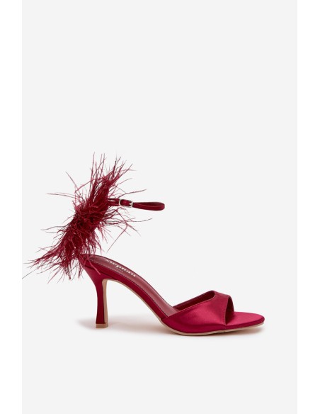 High Heel Sandals With Feathers Bordeaux Caelina