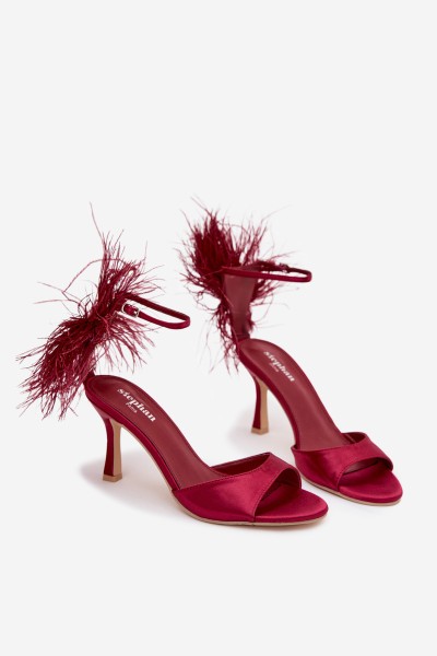 High Heel Sandals With Feathers Bordeaux Caelina 2