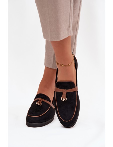 Moccasins Loafers Women Eco Suede Black Darwen