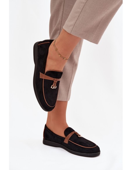 Moccasins Loafers Women Eco Suede Black Darwen