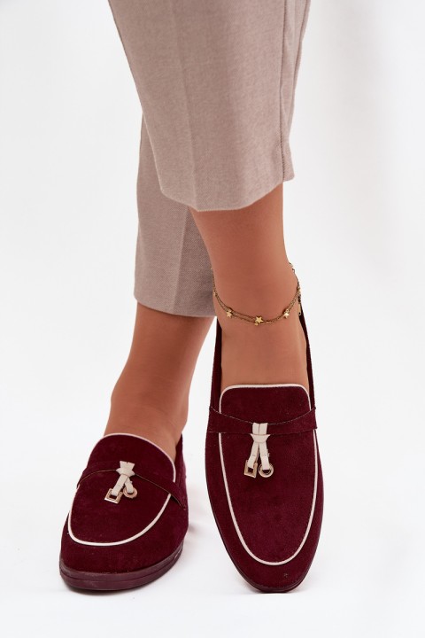 Moccasins Loafers Ladies Eco Suede Bordeaux Darwen