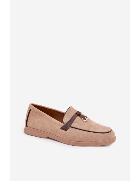 Moccasins Loafers Ladies Eco Suede Beige Darwen