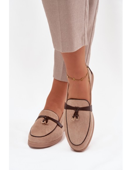 Moccasins Loafers Ladies Eco Suede Beige Darwen