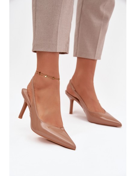 Patent Leather Pumps on High Heel Dark Beige Phelia