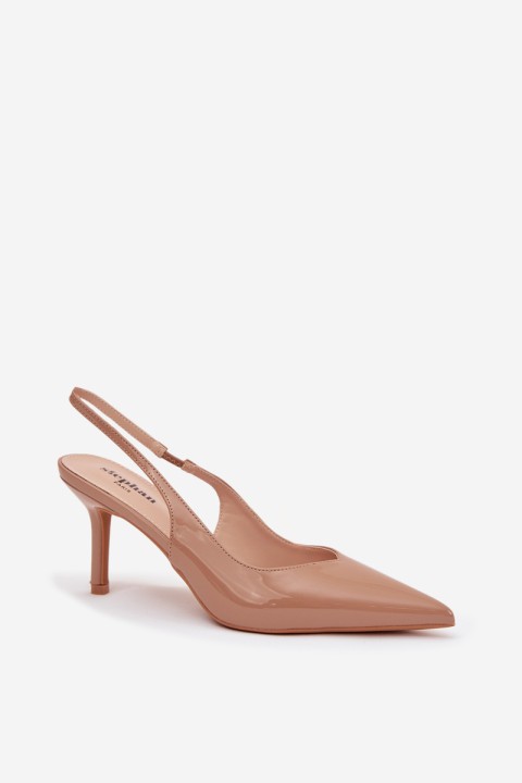 Patent Leather Pumps on High Heel Dark Beige Phelia