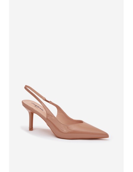 Patent Leather Pumps on High Heel Dark Beige Phelia
