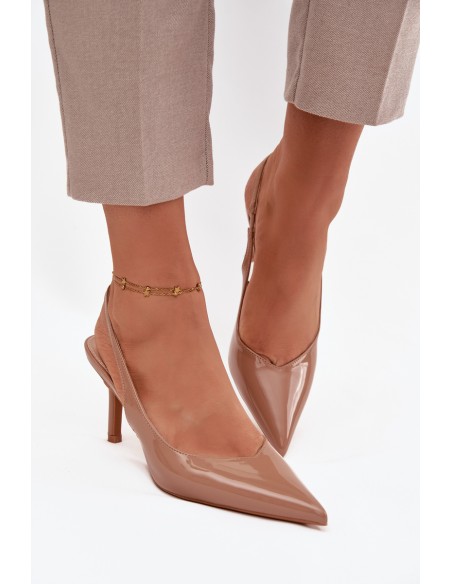 Patent Leather Pumps on High Heel Dark Beige Phelia