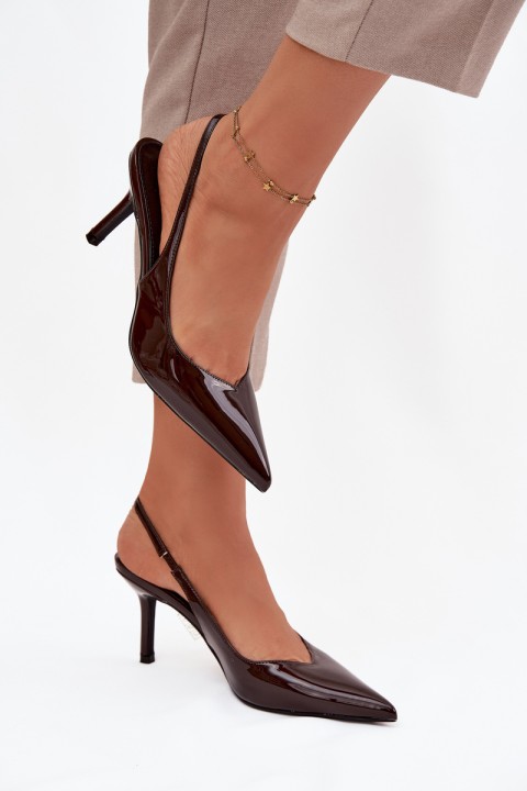 Patent leather high heels chocolate Phelia