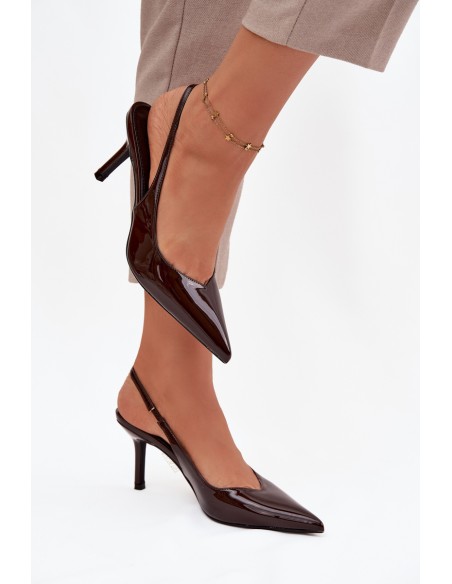 Patent leather high heels chocolate Phelia