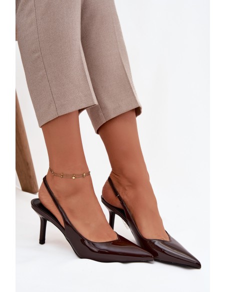 Patent leather high heels chocolate Phelia
