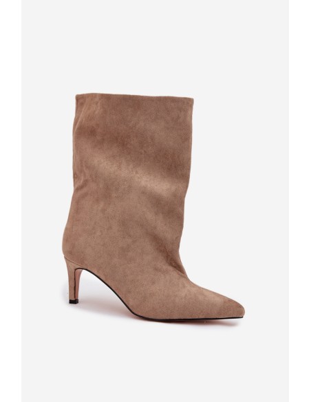 Slip-on Women's Heeled Boots Beige Solvienne