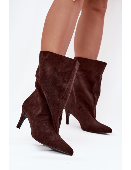 Slip-on Women's Ankle Boots with Heel Chocolate Solvienne