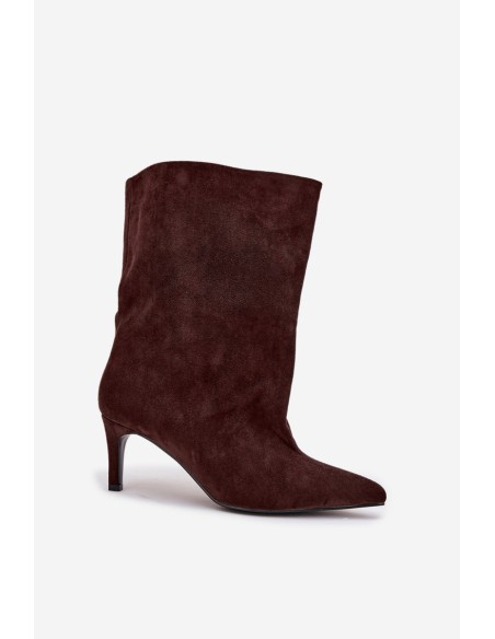 Slip-on Women's Ankle Boots with Heel Chocolate Solvienne