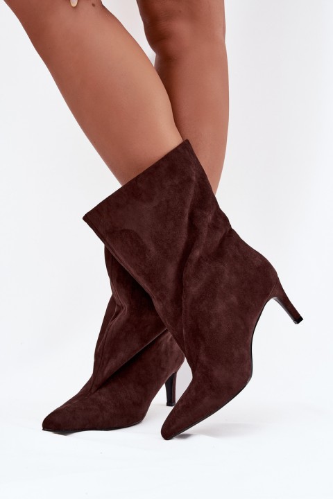 Slip-on Women's Ankle Boots with Heel Chocolate Solvienne