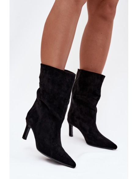 Slip-on Women's Ankle Boots on Heel Black Solvienne