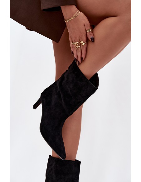 Slip-on Women's Ankle Boots on Heel Black Solvienne