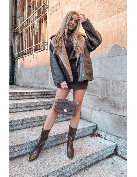 Slip On Women's Ankle Boots On Heel Made Of Eco Leather Chocolate Norell