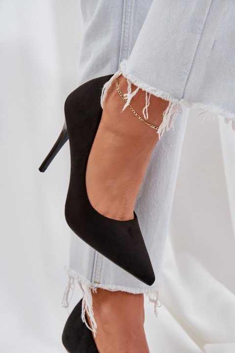 Classic Stiletto Heels From Eco Suede Black Navinda