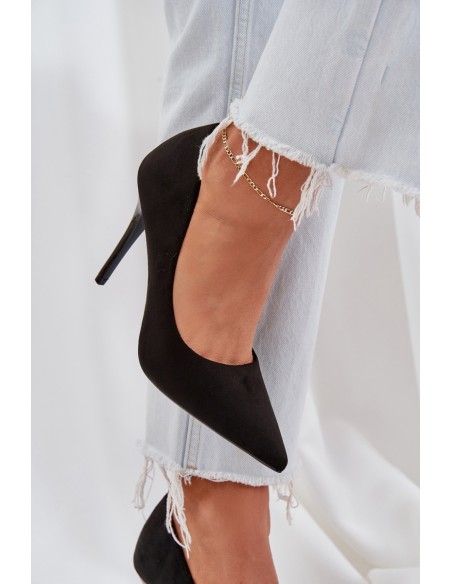Classic Stiletto Heels From Eco Suede Black Navinda