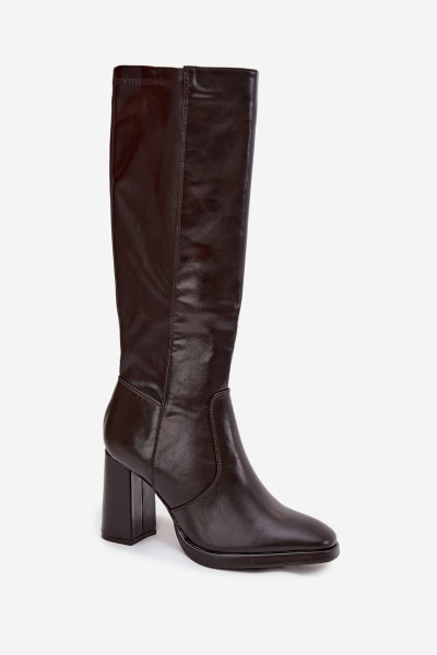 Women's heeled boots made of eco leather lined burgundy Lyvella 2