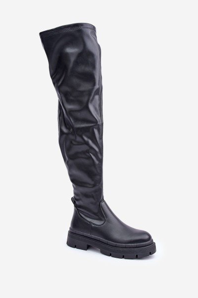 Knee High Boots With Flat Heel Black Feliri 2