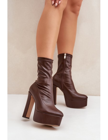 High Heel And Platform Boots Dark Brown Tennira