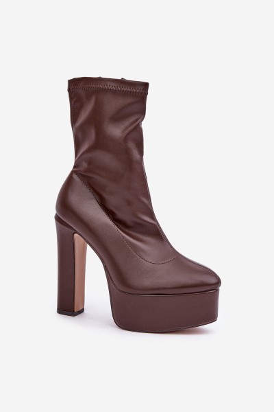 High Heel And Platform Boots Dark Brown Tennira 2