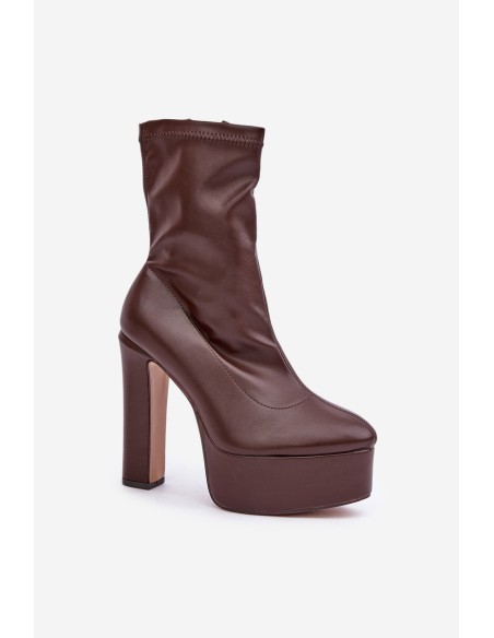 High Heel And Platform Boots Dark Brown Tennira