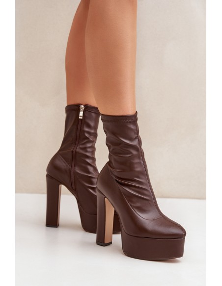 High Heel And Platform Boots Dark Brown Tennira