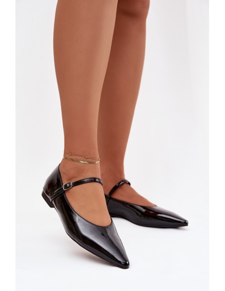 Patent leather Ballerinas with Strap Black Jarelle